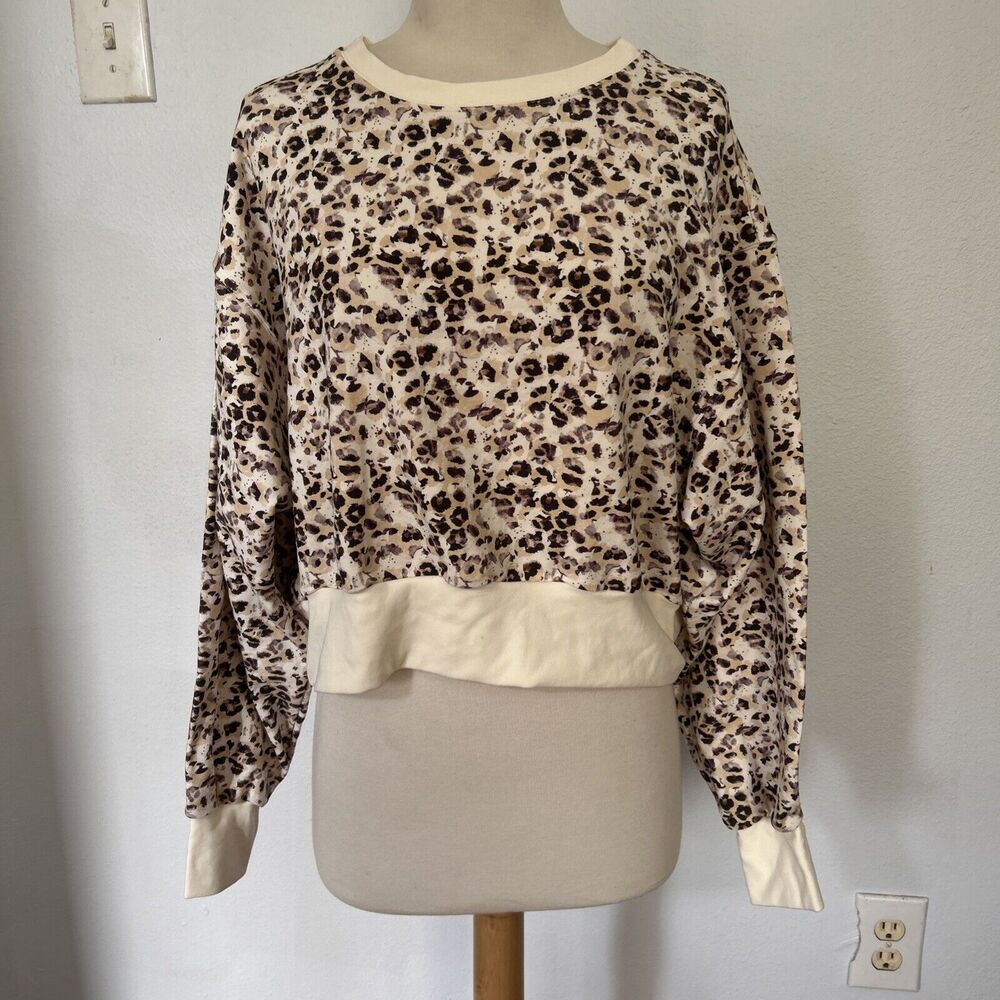 DYI Cropped Top Womens Large Animal Print Dolman Sleeve‎ Blouse
